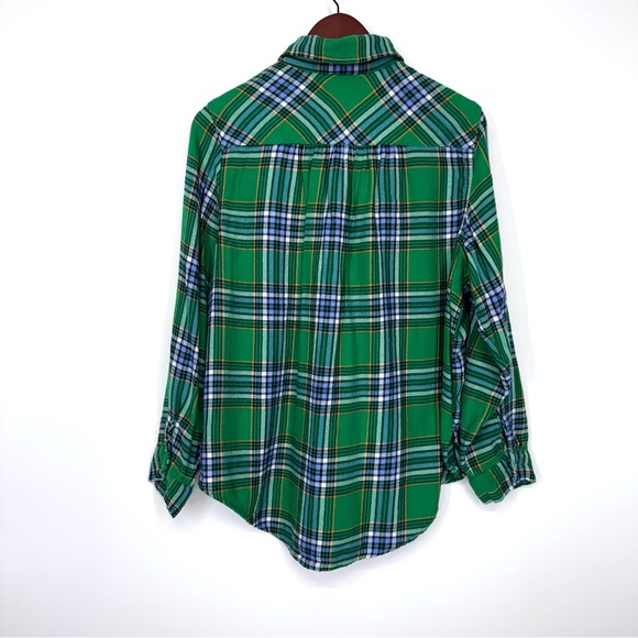 Aerie Green Plaid Button Down Pajama Loungewear Long Sleeve Shirt Size Large - Picture 7 of 16
